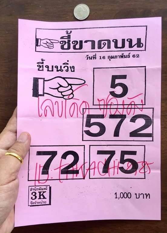 หวยชี้ขาดล่าง 16/2/62