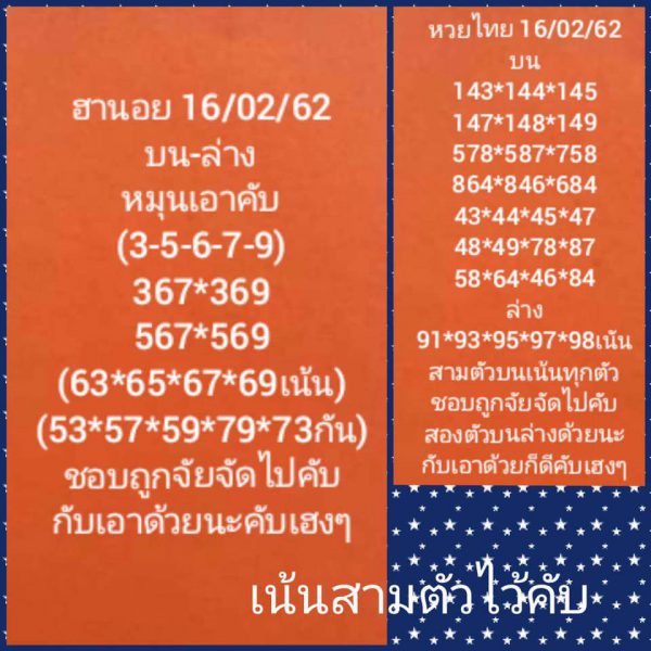 หวยฮานอย 16/2/62 1