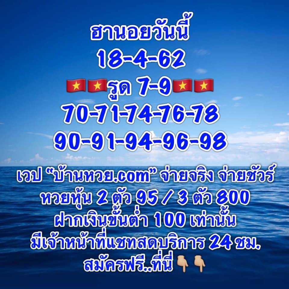 หวยฮานอย 18/4/62 1