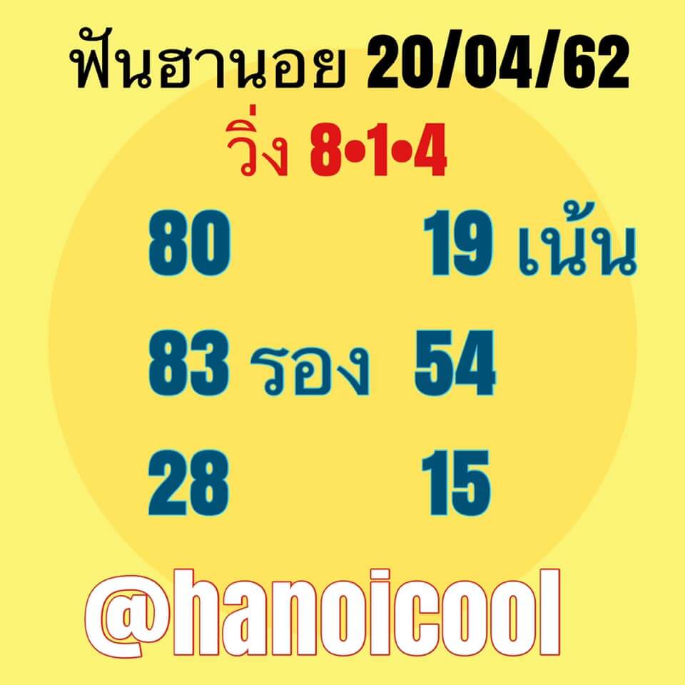 หวยฮานอย 20/4/62 4