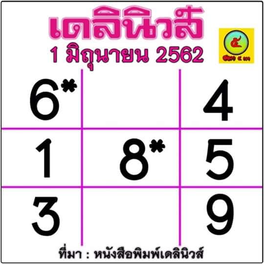 หวยเดลินิวส์ 1/6/62