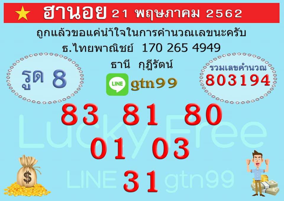 หวยฮานอย 21/5/62 7