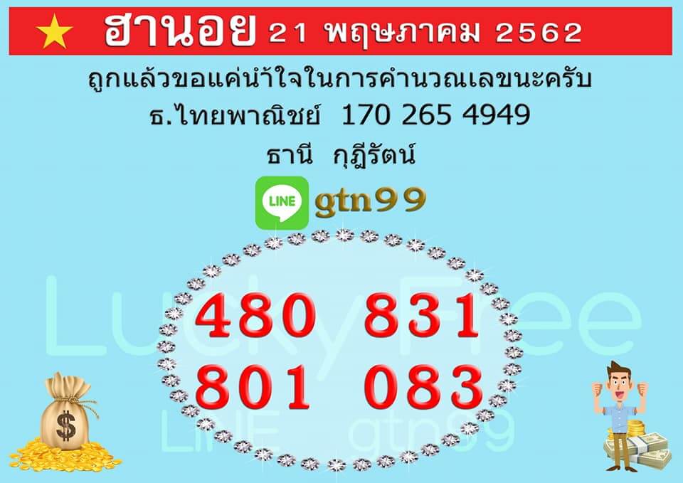 หวยฮานอย 21/5/62 8