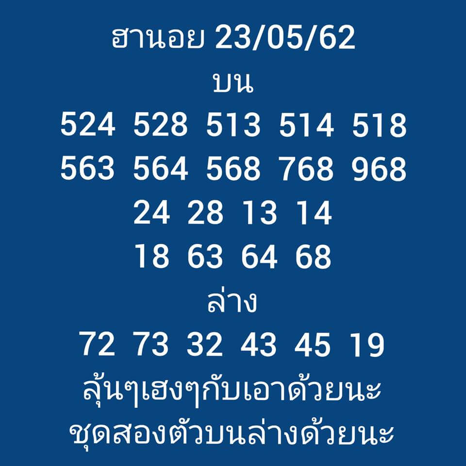 หวยฮานอย 23/5/62 8