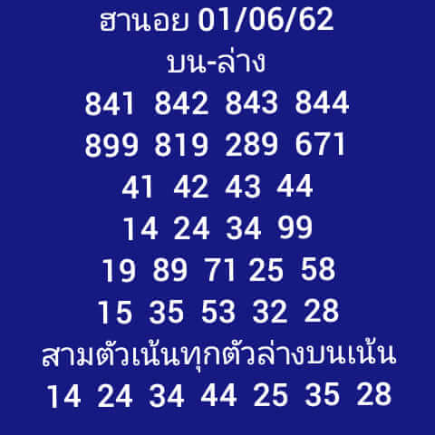 หวยฮานอย 1/6/62 8