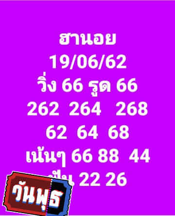 หวยฮานอย 19/6/62 1