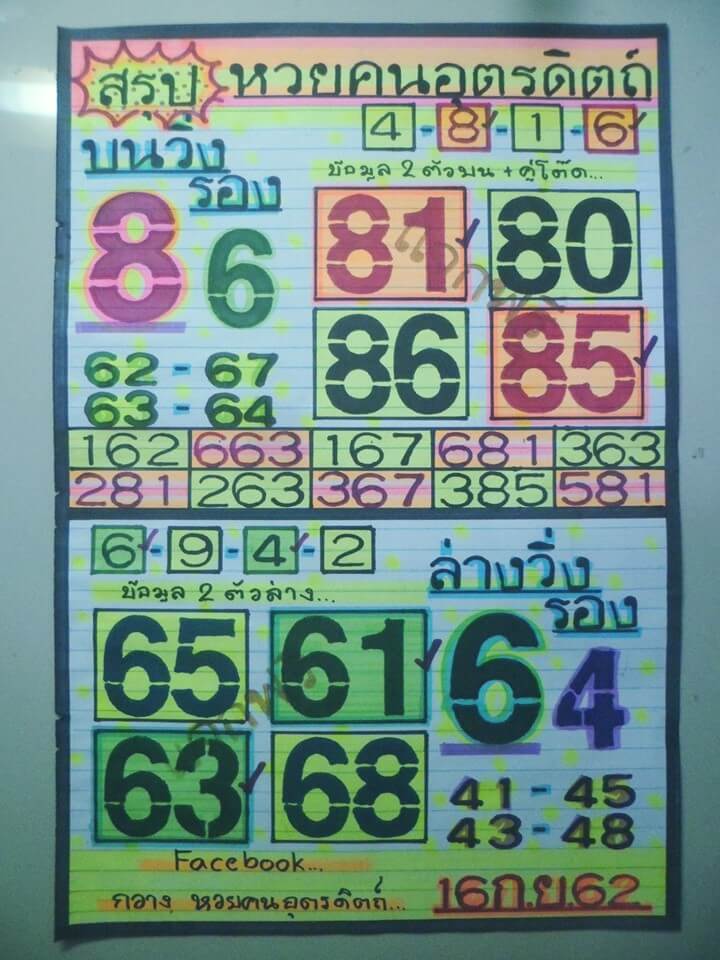 หวยคนอุตรดิตถ์ 16/9/62