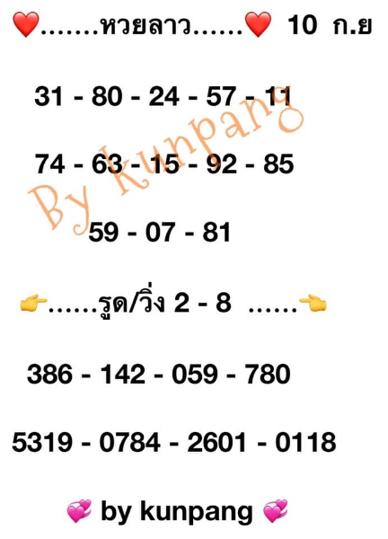 หวยลาว 10/9/63 ชุดที่ 5