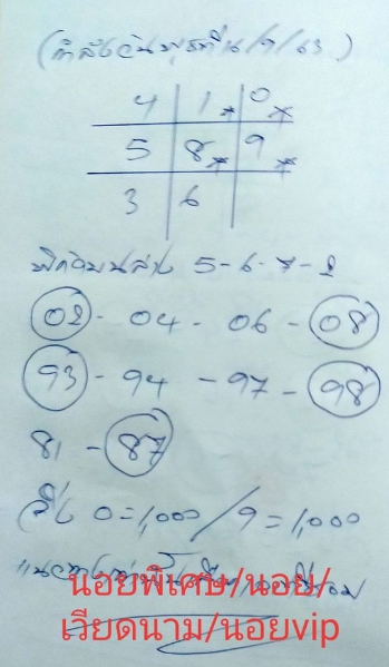 หวยฮานอย 16/9/63 ชุดที่ 9