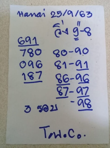 หวยฮานอย 25/9/63 ชุดที่ 6