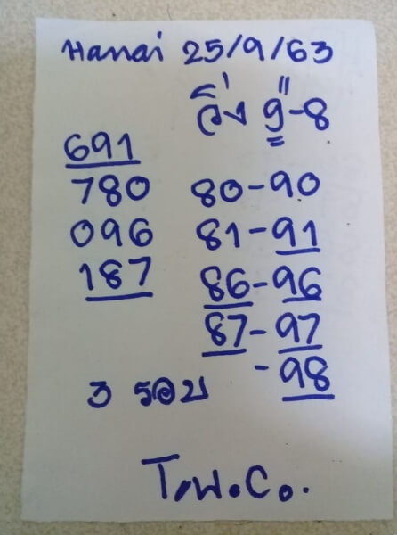 หวยฮานอย 25/9/63 ชุดที่ 6