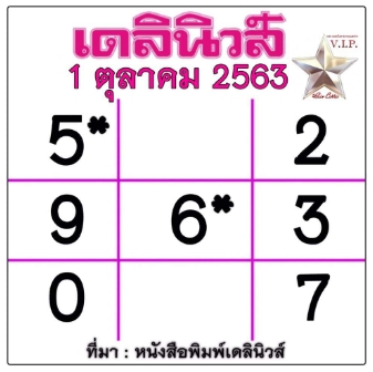 หวยเดลินิวส์ 1/10/63