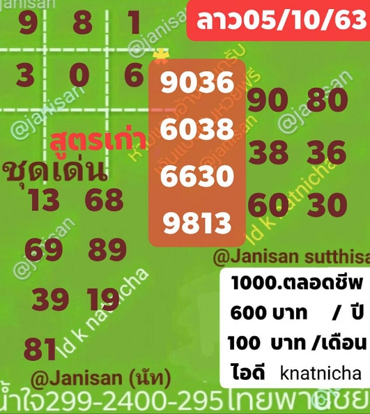 หวยลาว 5/10/63 ชุดที่ 10