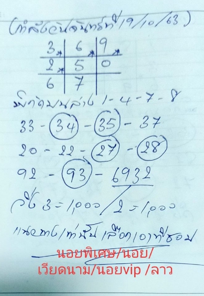 หวยลาว 19/10/63 ชุดที่ 1