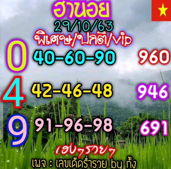 หวยฮานอย 29/10/63 ชุดที่ 2