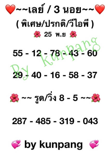 หวยมาเลย์ 25/11/63 ชุดที่ 10