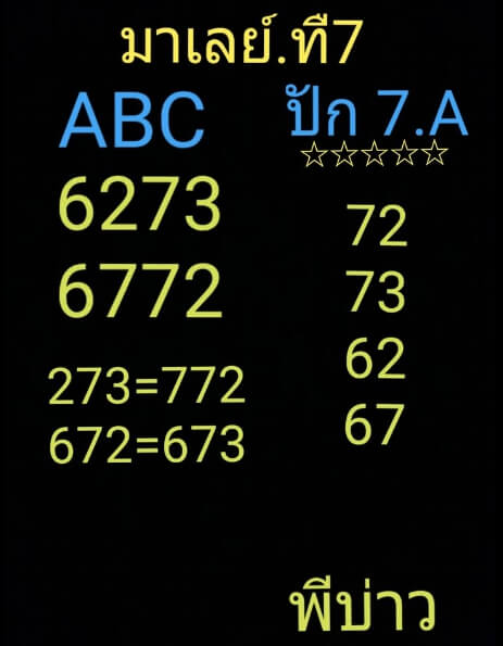 หวยมาเลย์ 7/11/63 ชุดที่ 10