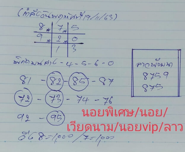 หวยลาว 19/11/63 ชุดที่ 7