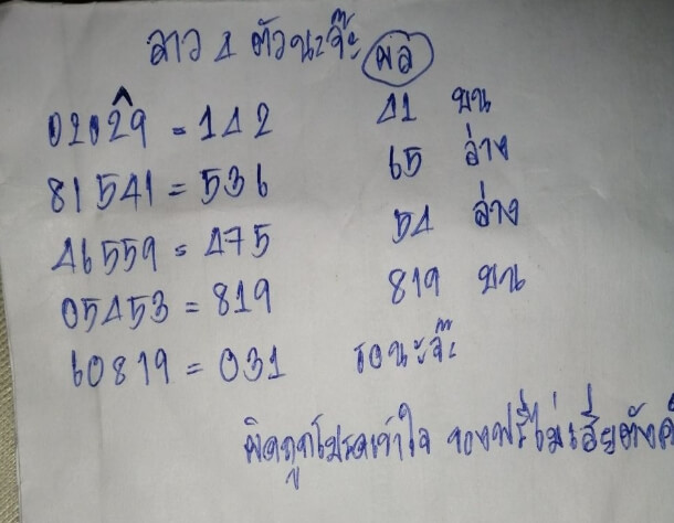 หวยลาว 19/11/63 ชุดที่ 10