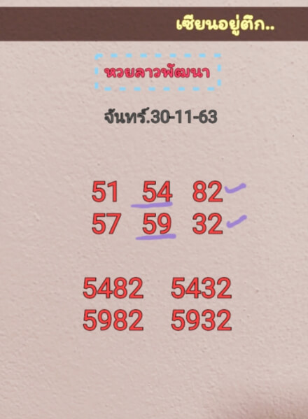 หวยลาว 30/11/63 ชุดที่ 10