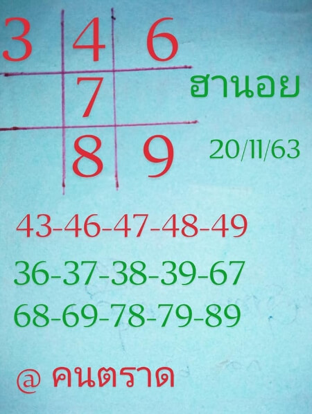 หวยฮานอย 20/11/63 ชุดที่ 1