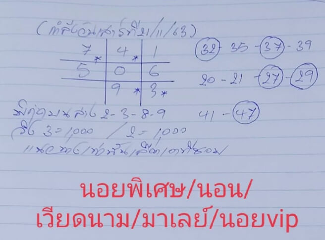 หวยฮานอย 21/11/63 ชุดที่ 3