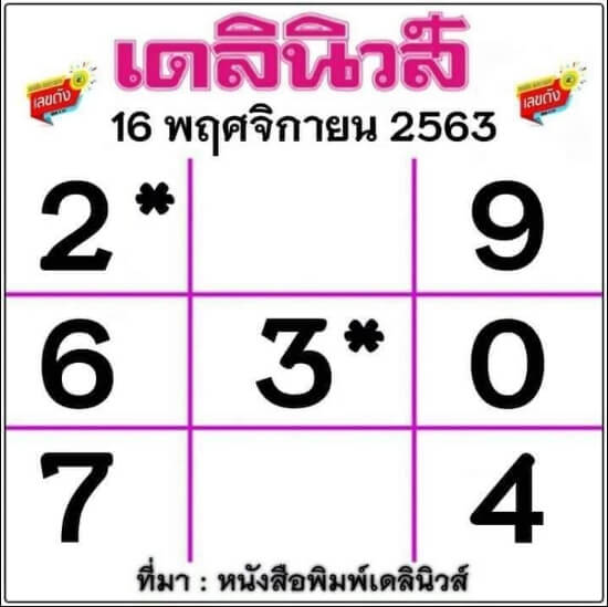 หวยเดลินิวส์ 16/11/63