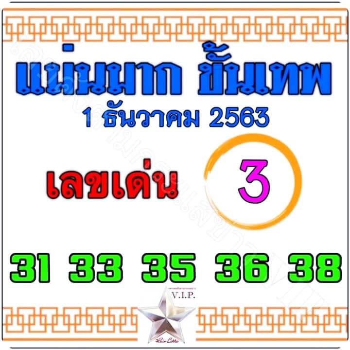 หวยแม่นมากขั้นเทพ 1/12/63