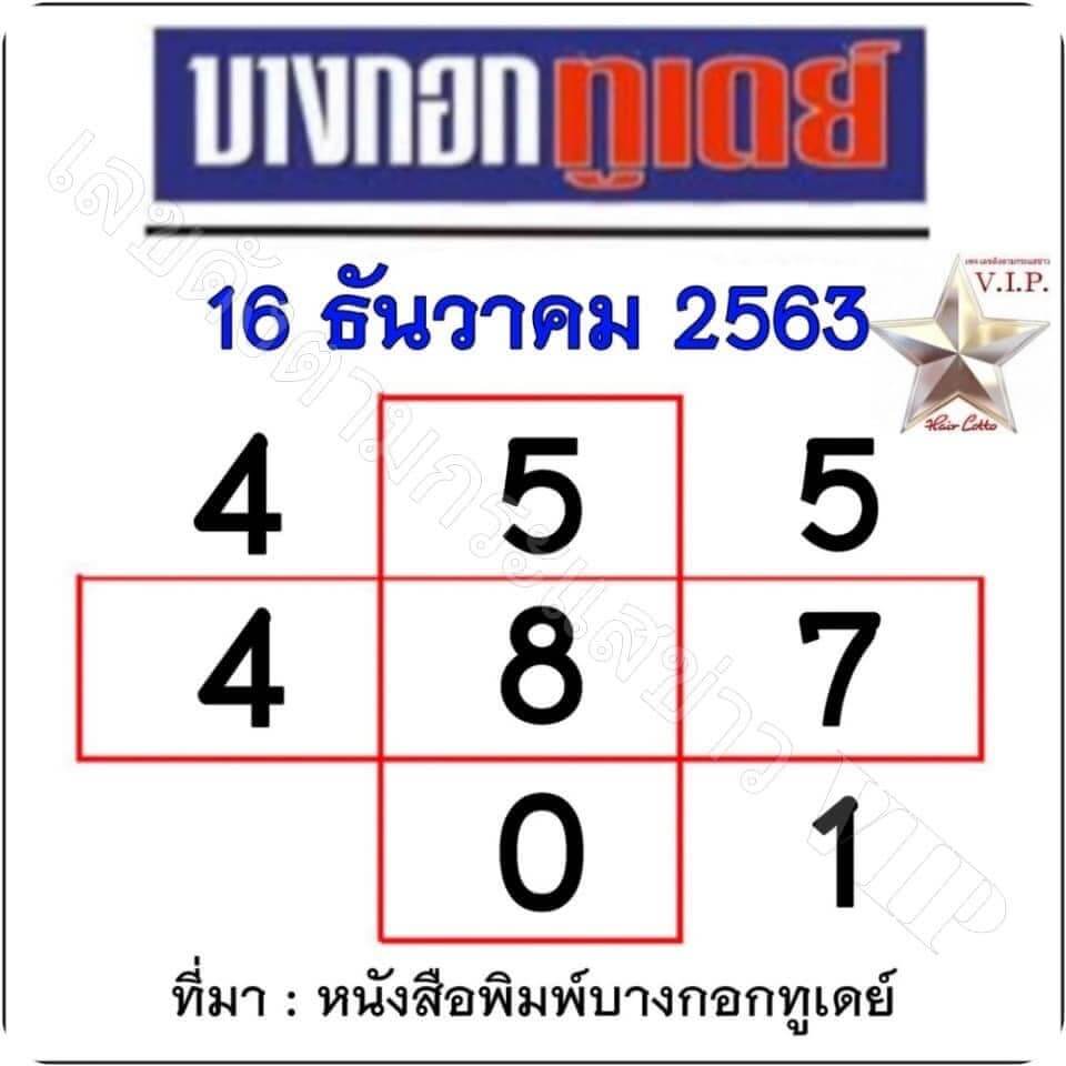 หวยบางกอกทูเดย์ 16/12/63