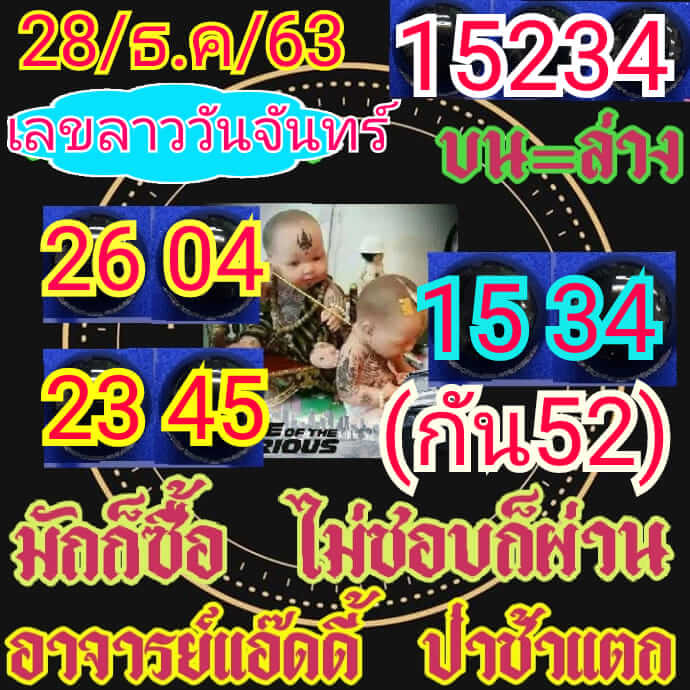 หวยลาว 28/12/63 ชุดที่ 9