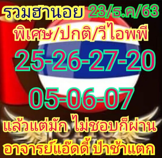 หวยฮานอย 23/12/63 ชุดที่ 10