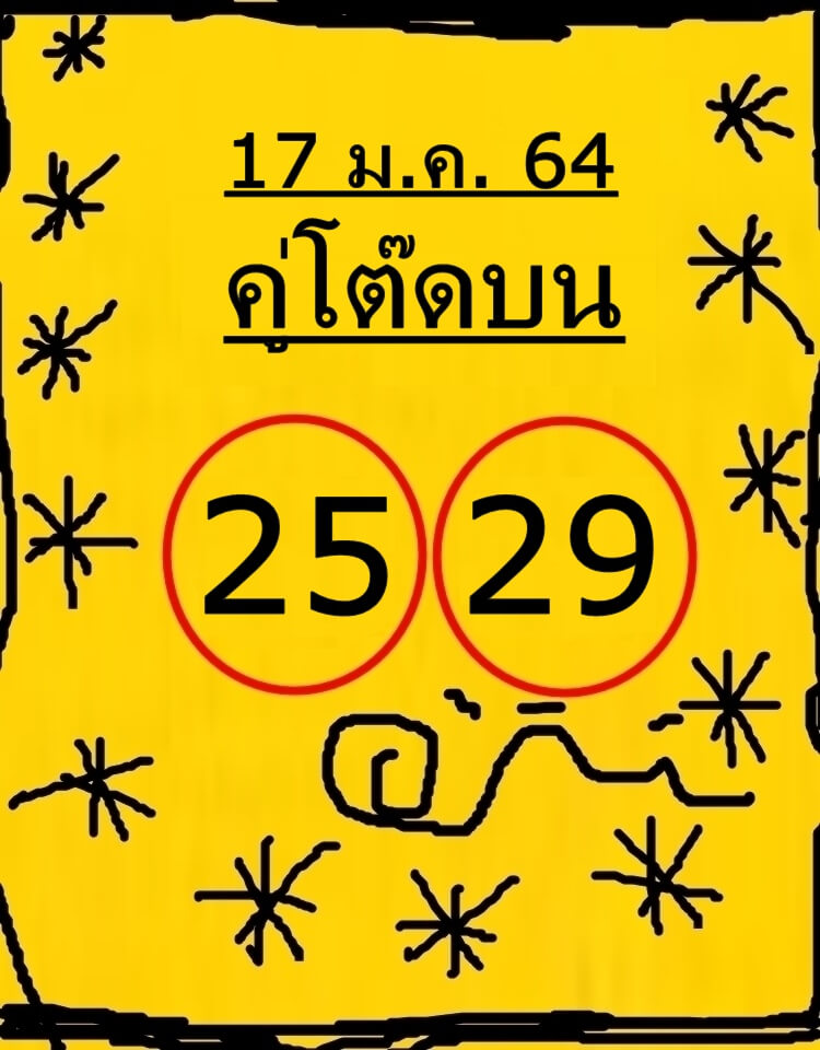 หวยคู่โต๊ดบน 17/1/64 