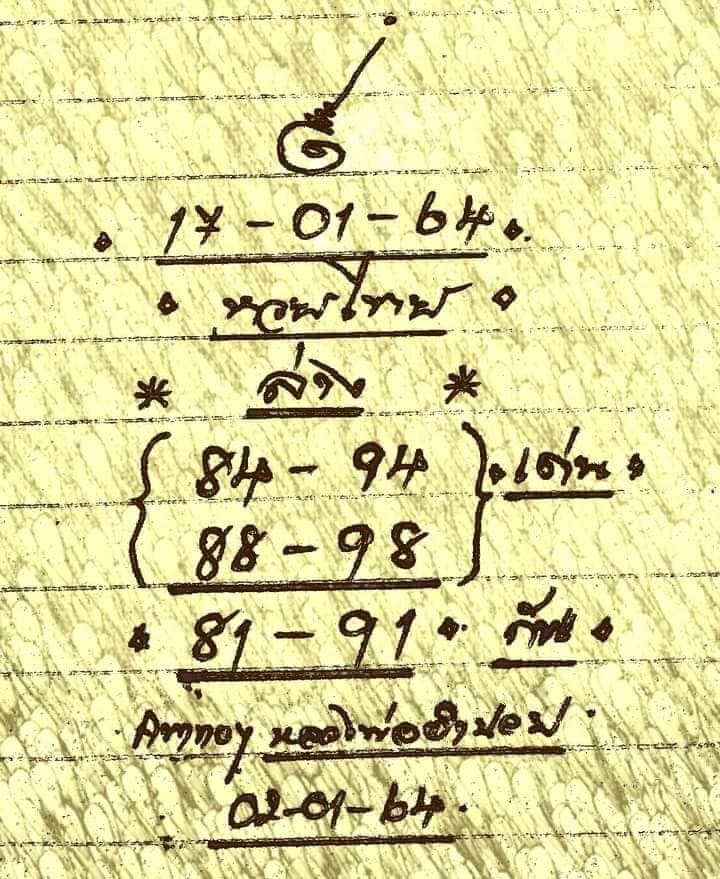 หวยหลวงพ่อเงิน 17/1/64 ชุดสองตัว