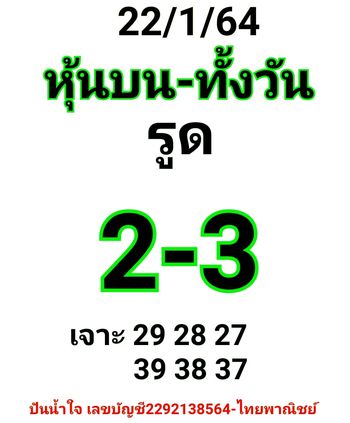 หวยหุ้น 22/1/64 ชุดที่ 10