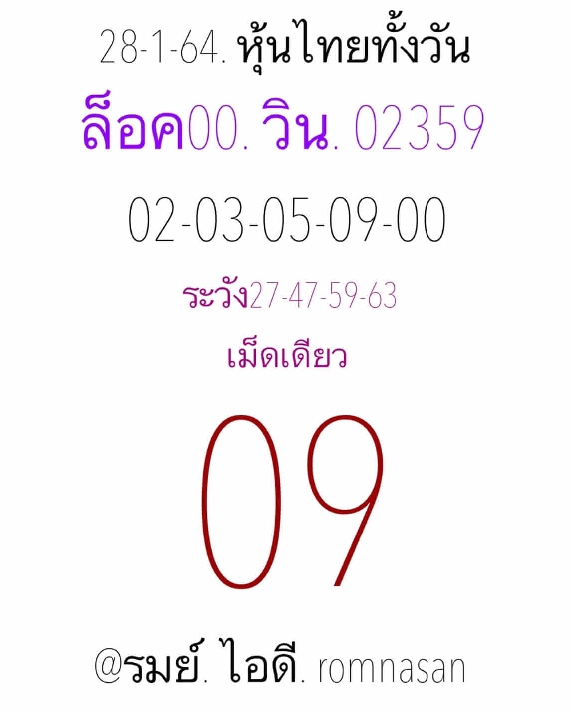 หวยหุ้น 28/1/64 ชุดที่ 5