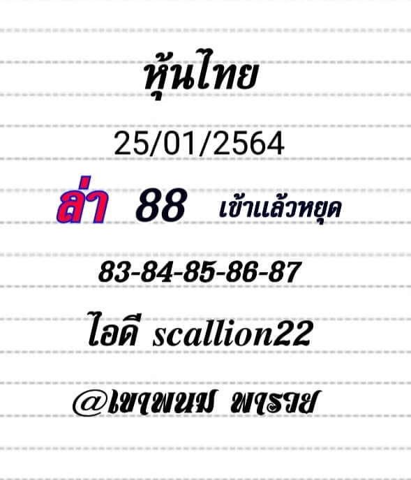 หวยหุ้น 25/1/64 ชุดที่ 2