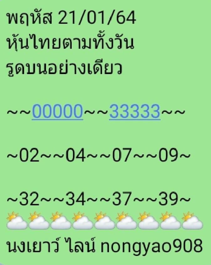 หวยหุ้น 21/1/64 ชุดที่ 7