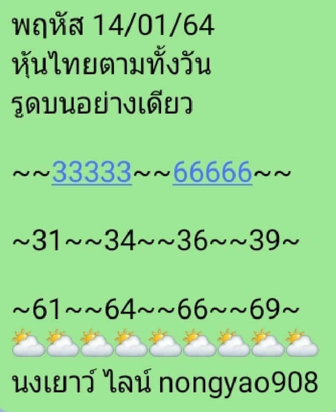 หวยหุ้น 14/1/64 ชุดที่ 8