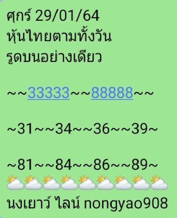 หวยหุ้น 29/1/64 ชุดที่ 10