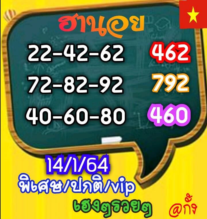 หวยฮานอย 14/1/64 ชุดที่ 6