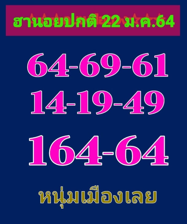 หวยฮานอย 22/1/64 ชุดที่ 10