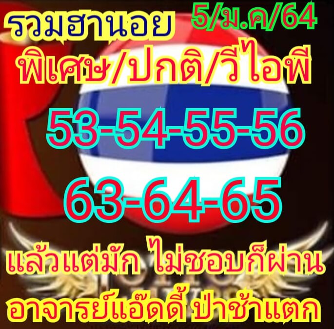 หวยฮานอย 5/1/64 ชุดที่ 8