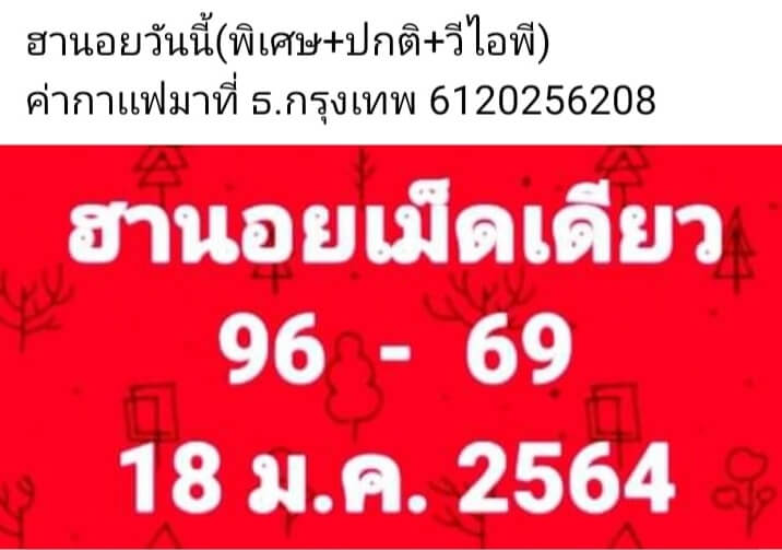 หวยฮานอย 18/1/64 ชุดที่ 2