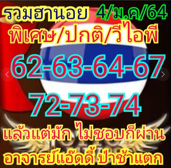 หวยฮานอย 4/1/64 ชุดที่ 2