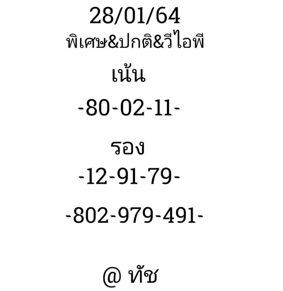 หวยฮานอย 28/1/64 ชุดที่ 2