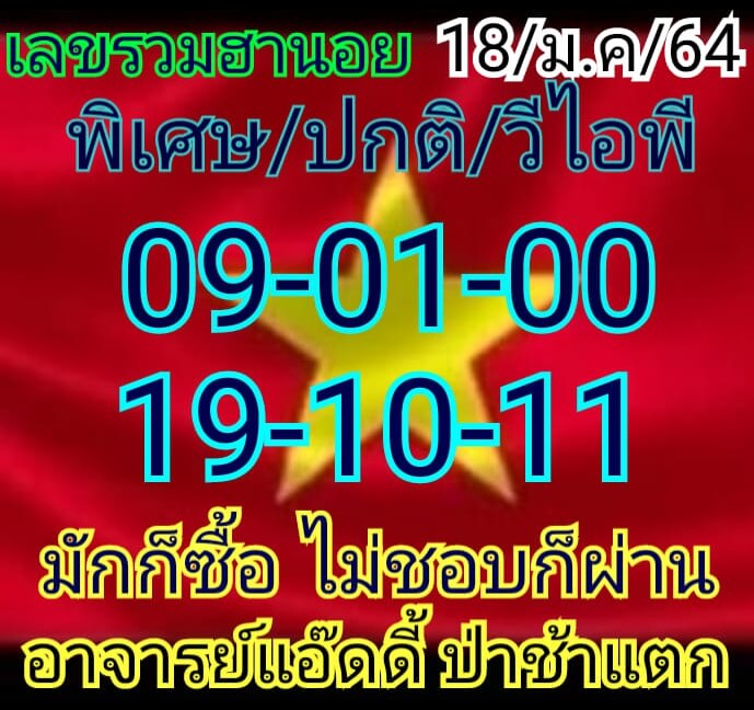 หวยฮานอย 18/1/64 ชุดที่ 4