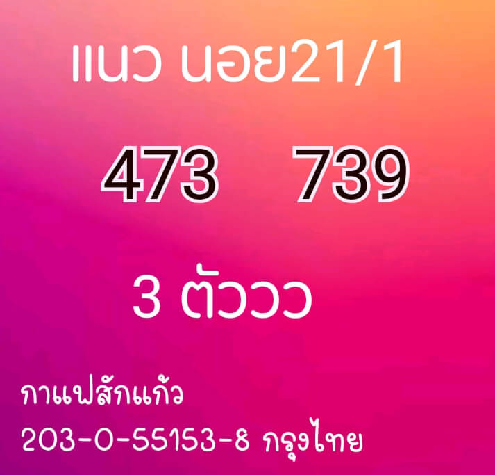 หวยฮานอย 21/1/64 ชุดที่ 1