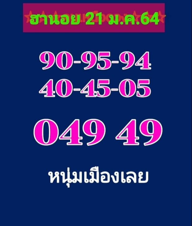 หวยฮานอย 21/1/64 ชุดที่ 2