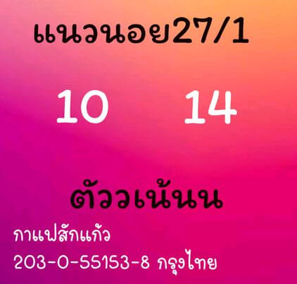 หวยฮานอย 27/1/64 ชุดที่ 2