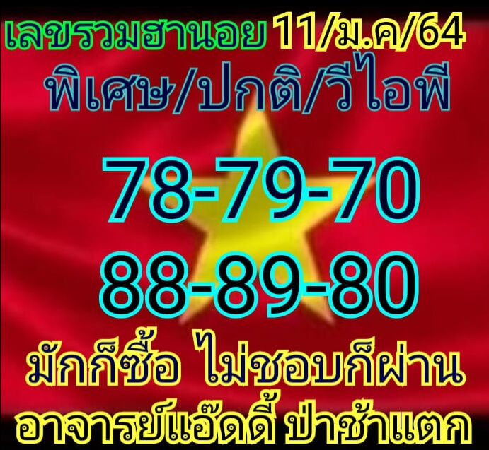 หวยฮานอย 11/1/64 ชุดที่ 7